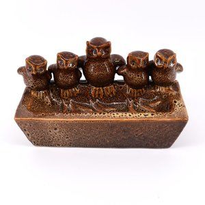 5 Owls Ceramic Large Trinket Soap Brown Glaze Dish